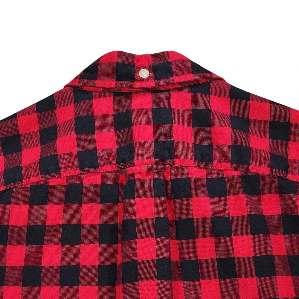J Crew Oxford Button Down Shirt sz XS Men Buffalo Plaid Red Black‎ Cotton 36x27